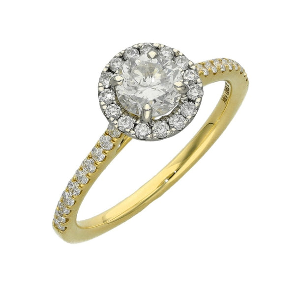 Ladies 18ct Yellow Gold Diamond Halo Cluster Ring - 1.04ct