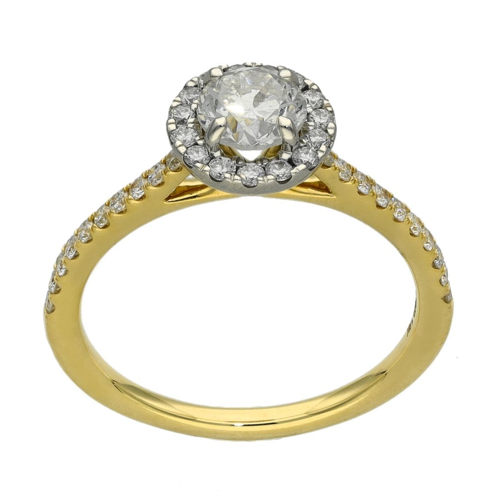 Ladies 18ct Yellow Gold Diamond Halo Cluster Ring - 1.04ct