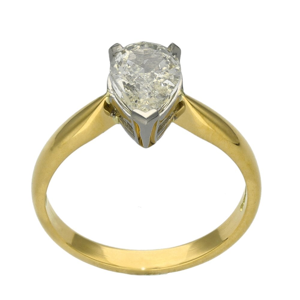 Ladies 18ct Yellow Gold Pear Cut Diamond Engagement Ring