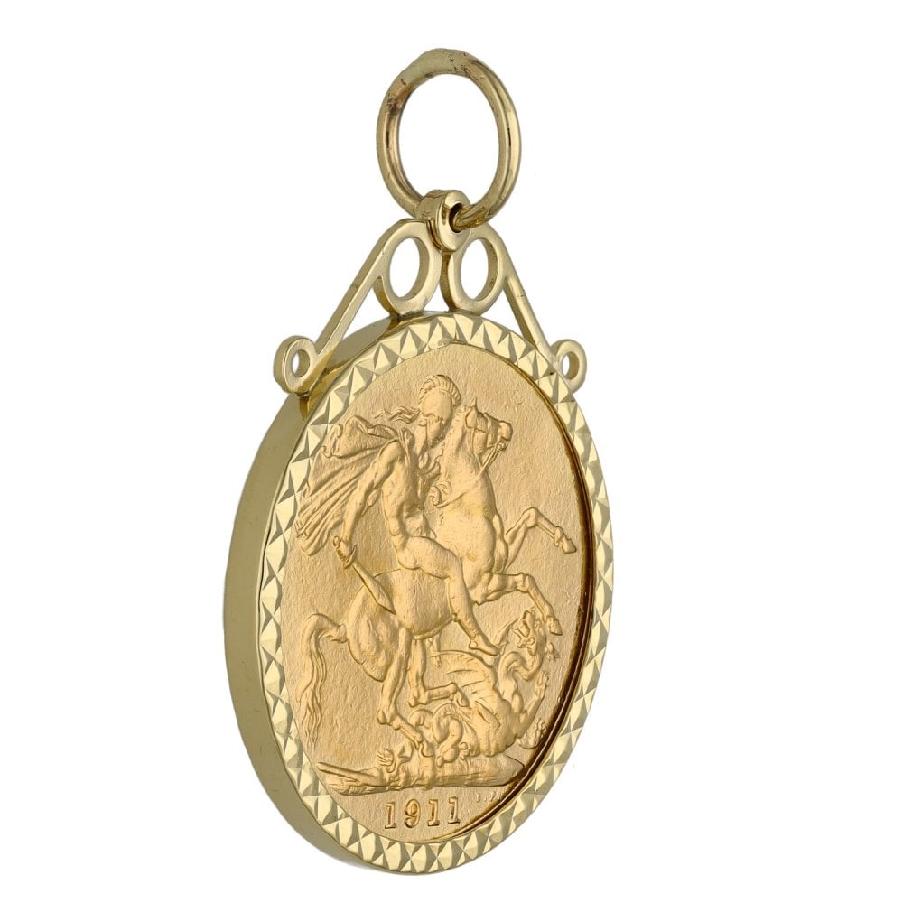 1911 Yellow Gold Full Sovereign Coin Pendant - 9.1g