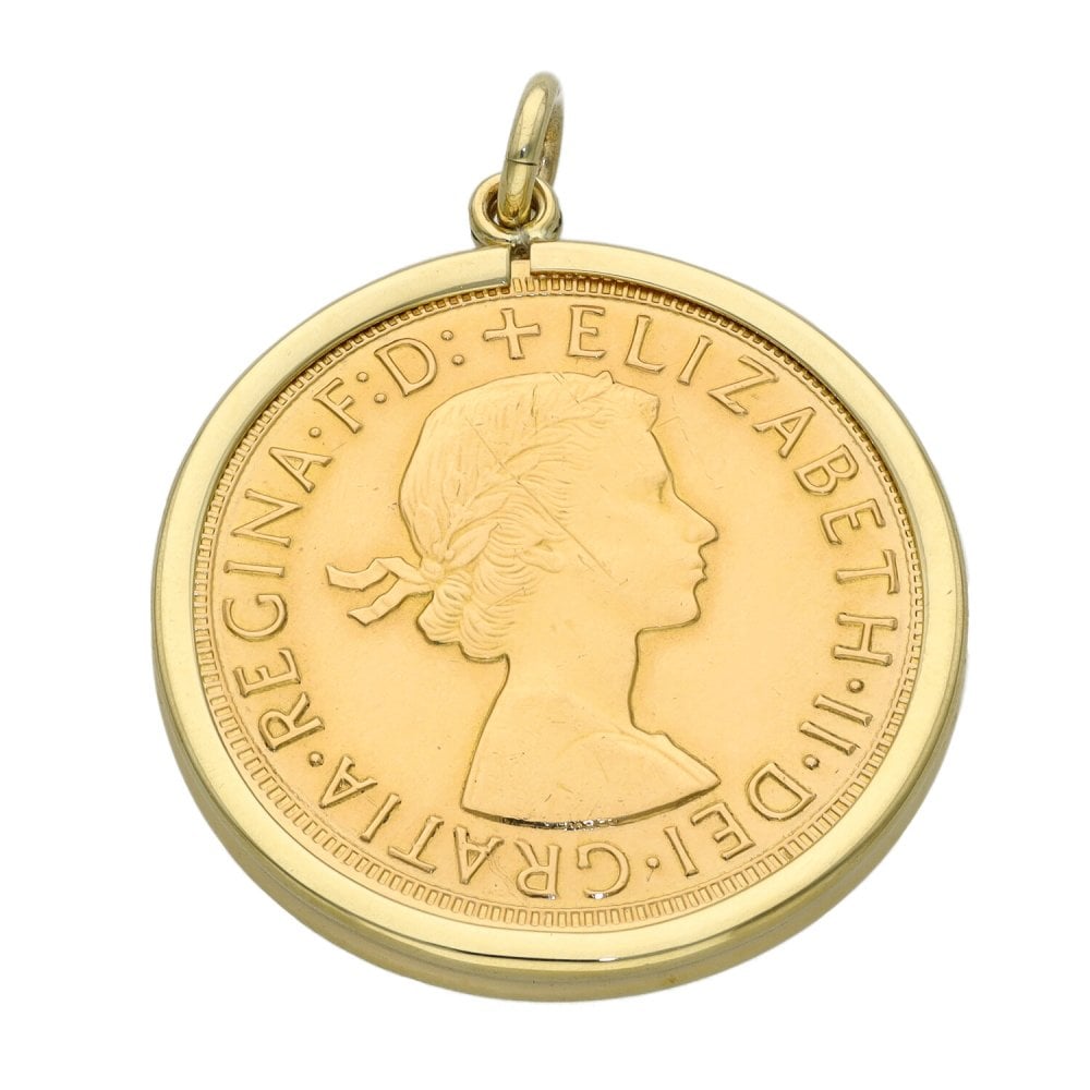1965 Yellow Gold Full Sovereign Coin Pendant - 8.9g