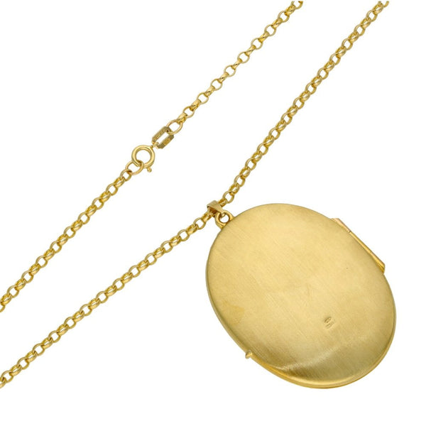 Ladies 9ct Yellow Gold Oval Pattern Locket & 24" Chain