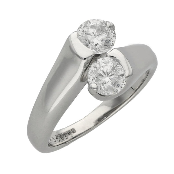 Ladies 18ct White Gold Two Stone 1.15ct Diamond Ring - Size L