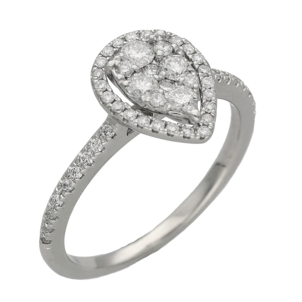 Ladies 9ct White Gold Diamond Pear Shape Engagement Ring