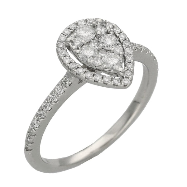 Ladies 9ct White Gold Diamond Pear Shape Engagement Ring