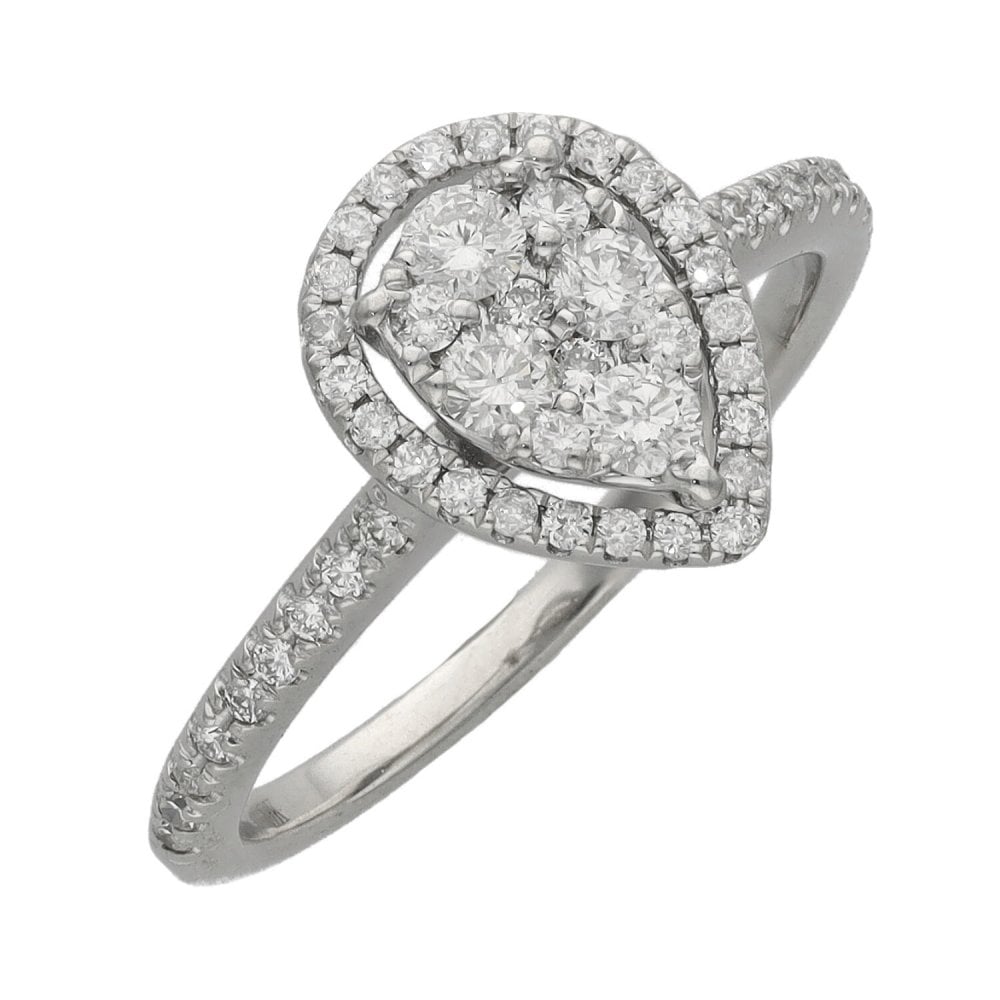 Ladies 9ct White Gold Diamond Pear Shape Engagement Ring