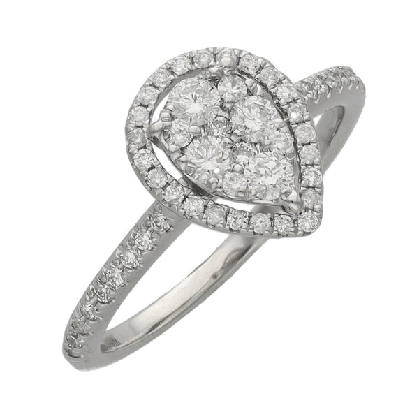Ladies 9ct White Gold Diamond Pear Shape Engagement Ring