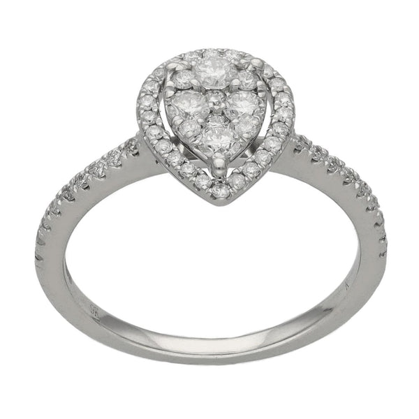 Ladies 9ct White Gold Diamond Pear Shape Engagement Ring