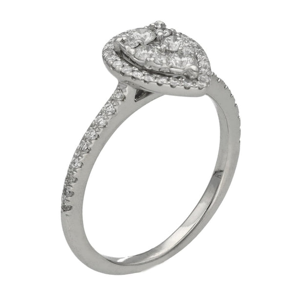 Ladies 9ct White Gold Diamond Pear Shape Engagement Ring