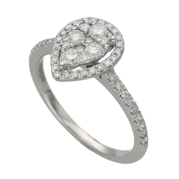 Ladies 9ct White Gold Diamond Pear Shape Engagement Ring