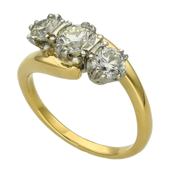 Ladies 18ct Yellow Gold Diamond Trilogy Twist Ring - 1.51ct
