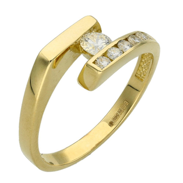 Ladies 14ct Yellow Gold 0.41ct Diamond Set Twist Ring
