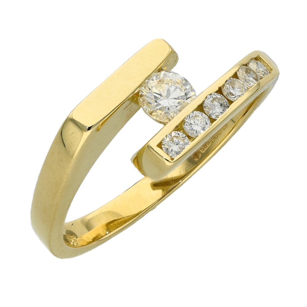 Ladies 14ct Yellow Gold 0.41ct Diamond Set Twist Ring