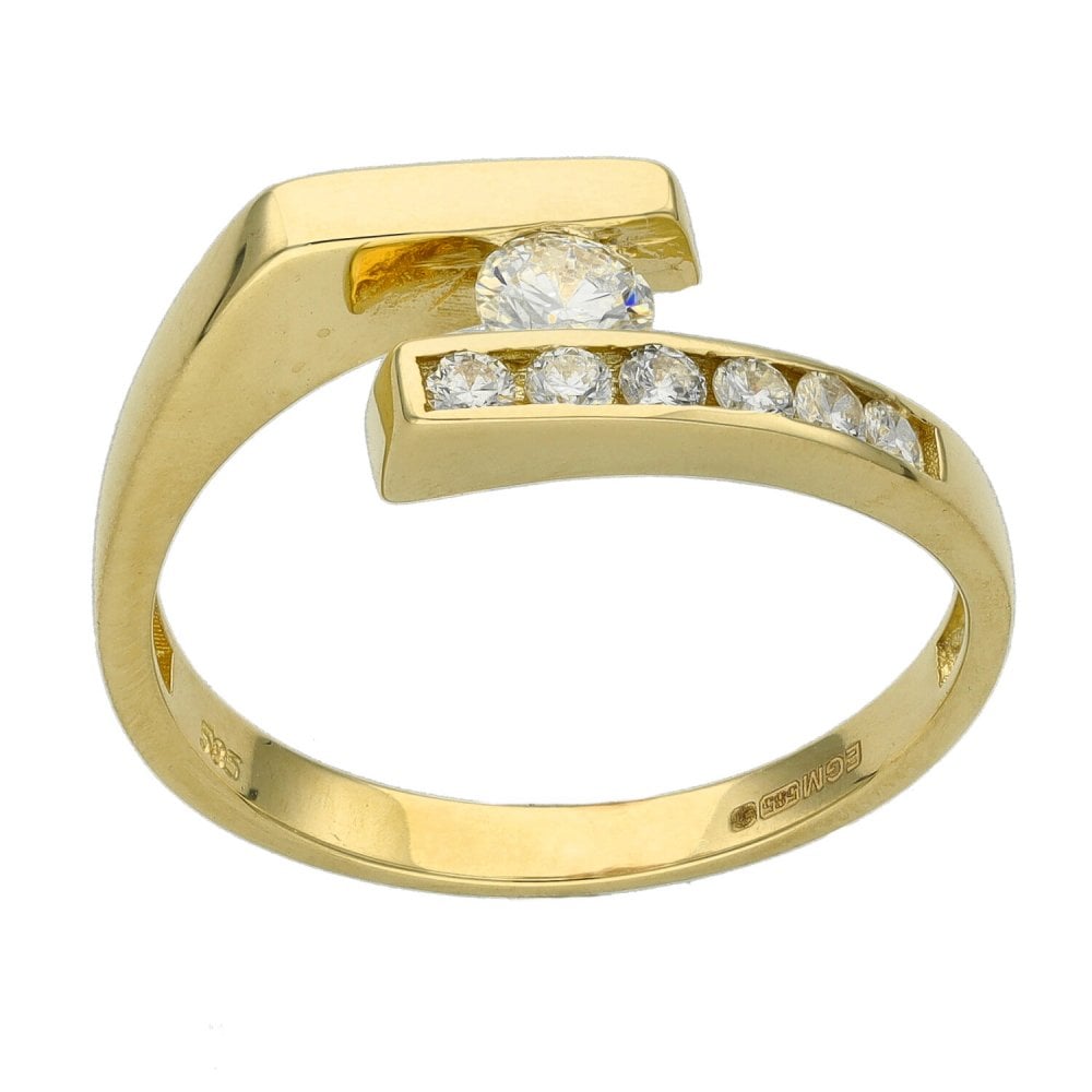 Ladies 14ct Yellow Gold 0.41ct Diamond Set Twist Ring