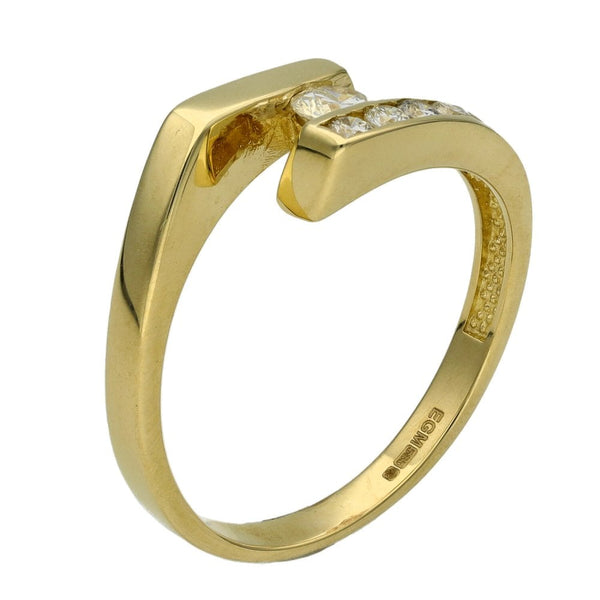 Ladies 14ct Yellow Gold 0.41ct Diamond Set Twist Ring