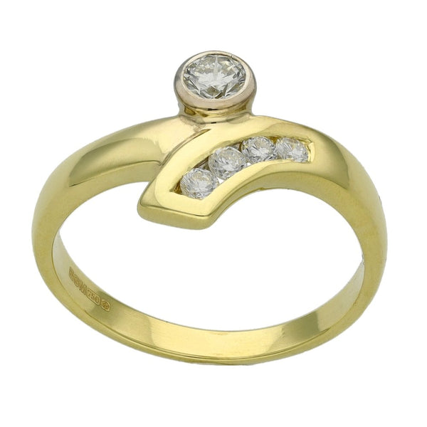 Ladies 18ct Yellow Gold Diamond Set Twist Ring - 0.29ct