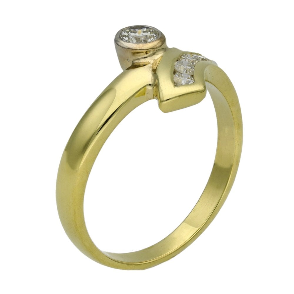 Ladies 18ct Yellow Gold Diamond Set Twist Ring - 0.29ct