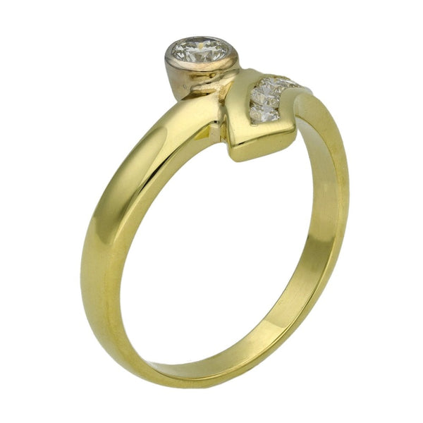 Ladies 18ct Yellow Gold Diamond Set Twist Ring - 0.29ct