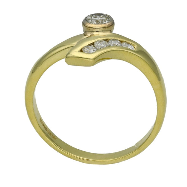 Ladies 18ct Yellow Gold Diamond Set Twist Ring - 0.29ct