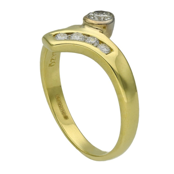 Ladies 18ct Yellow Gold Diamond Set Twist Ring - 0.29ct