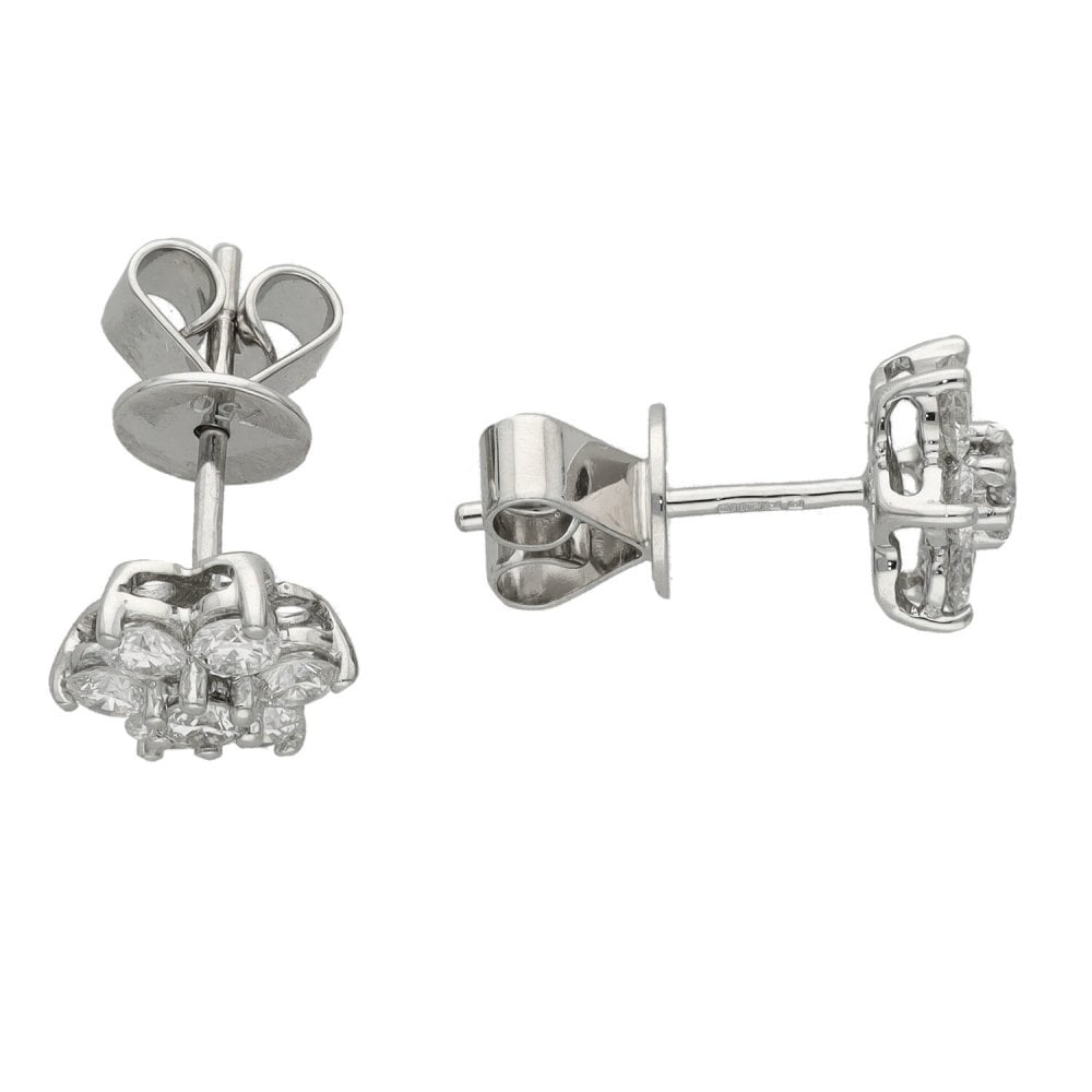Ladies 18ct White Gold Diamond Cluster Ring - 0.70ct