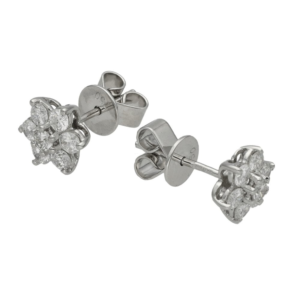 Ladies 18ct White Gold Diamond Cluster Ring - 0.70ct