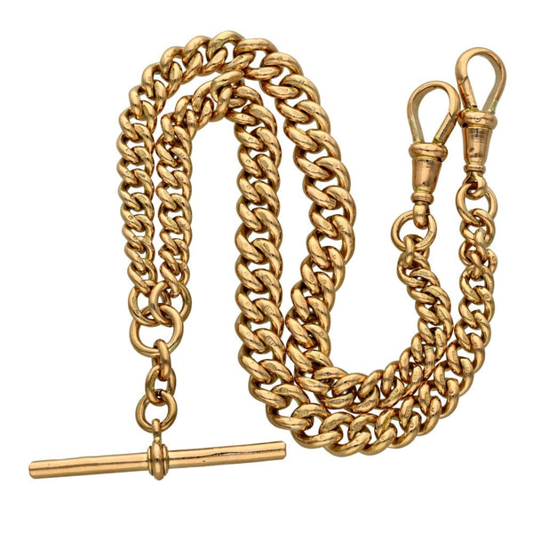 9ct Rose Gold Albert Chain With T-Bar - 56.6g