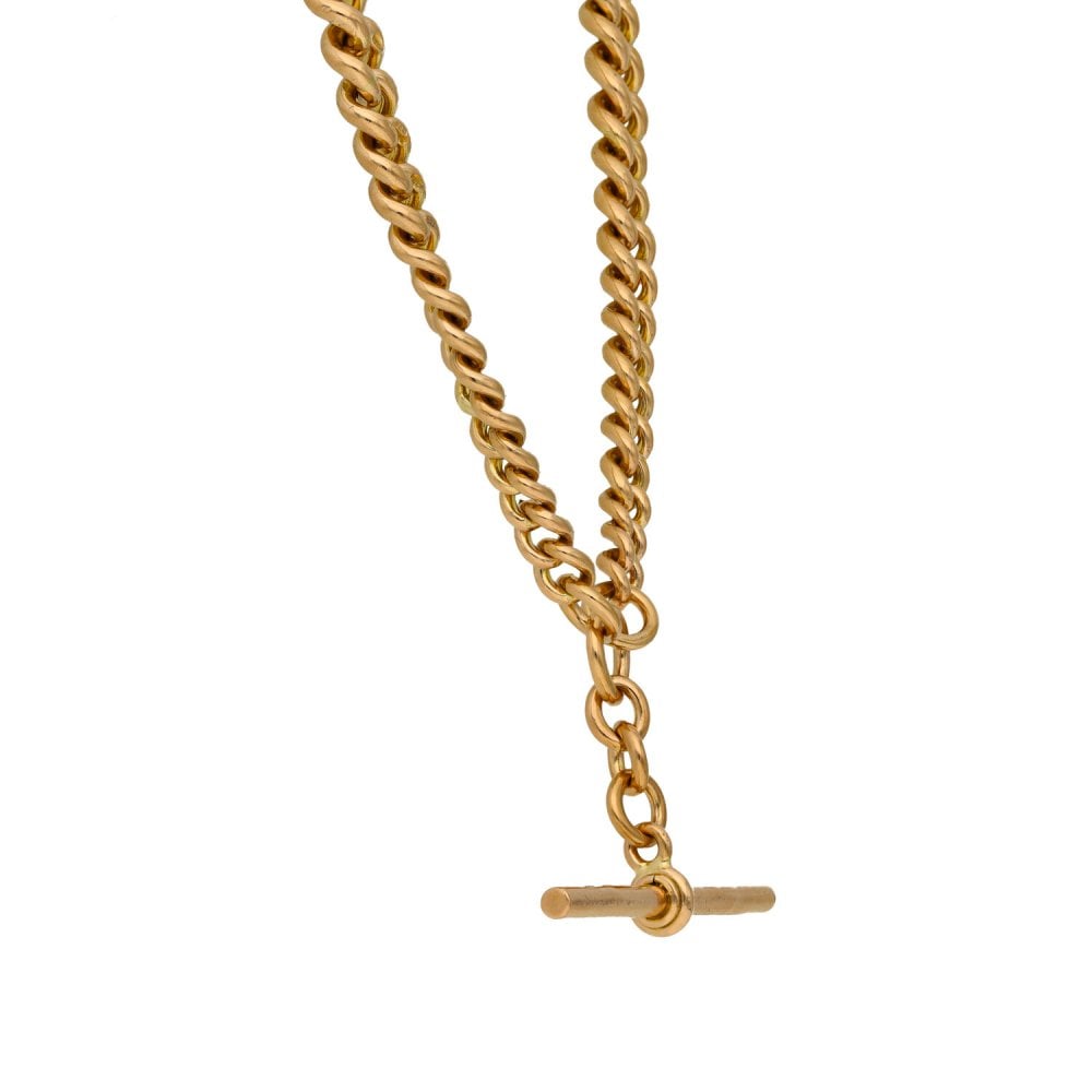9ct Rose Gold Albert Chain With T-Bar - 56.6g