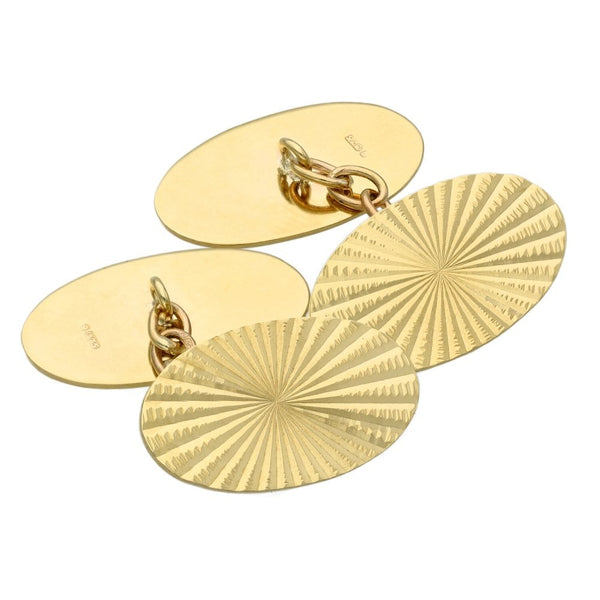 9ct Yellow Gold Oval Shape Cufflinks - 5.4g