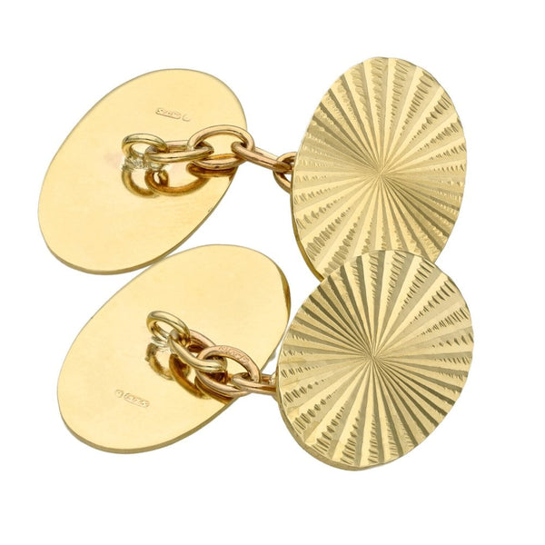 9ct Yellow Gold Oval Shape Cufflinks - 5.4g