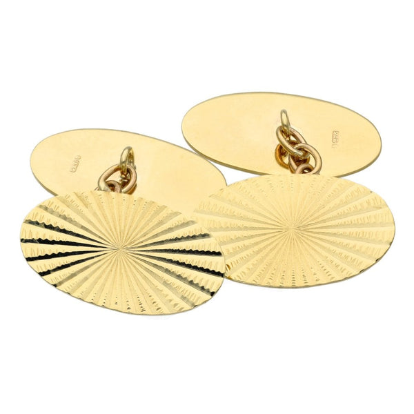 9ct Yellow Gold Oval Shape Cufflinks - 5.4g