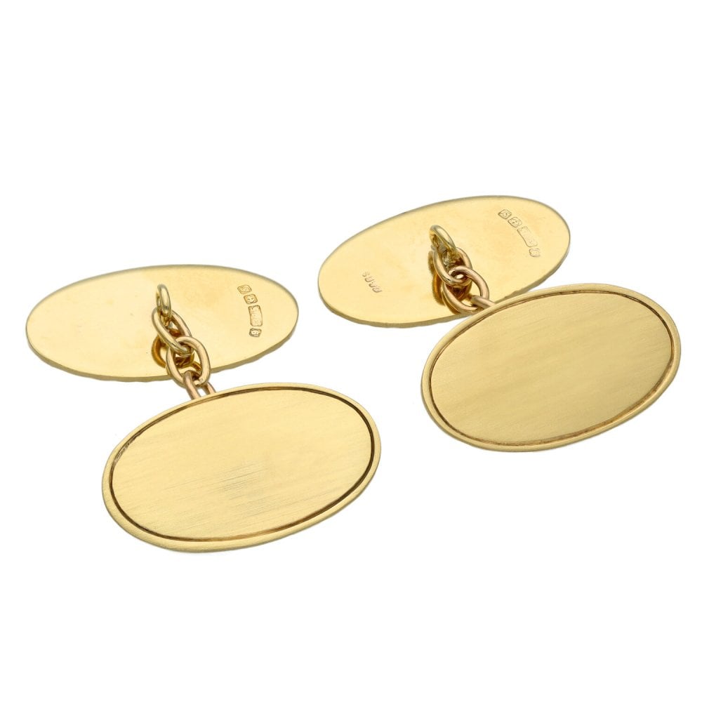 9ct Yellow Gold Oval Shape Cufflinks - 5.4g