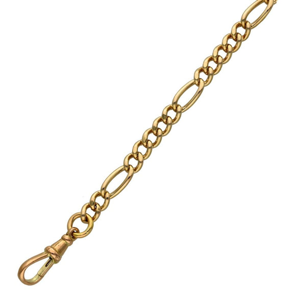 9ct Rose Gold Figaro Bracelet & T-Bar - 9" - 16.5g