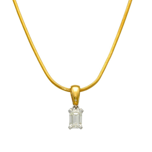 18ct Yellow Gold Emerald Diamond Pendant & Necklace -16" -0.50ct