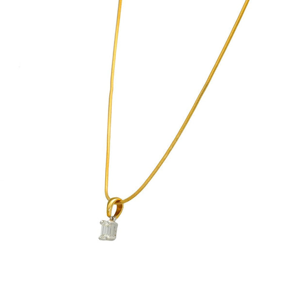 18ct Yellow Gold Emerald Diamond Pendant & Necklace -16" -0.50ct