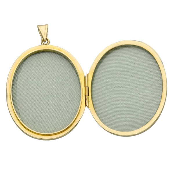 9ct Yellow Gold Oval Engraved Locket - 12.1g