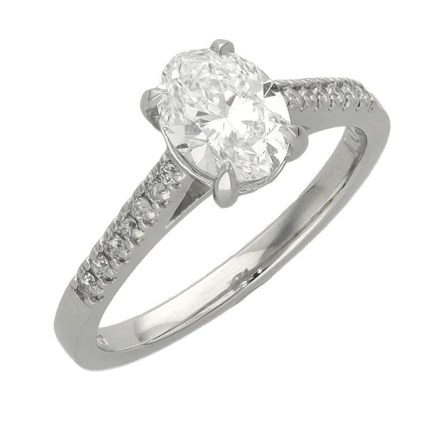 1.15ct Platinum Certified Oval Diamond Engagement Ring - D/SI2
