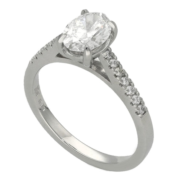 1.15ct Platinum Certified Oval Diamond Engagement Ring - D/SI2