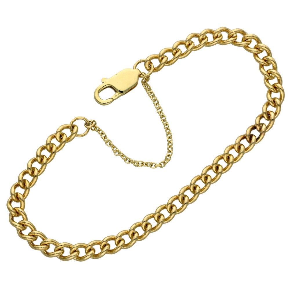 Ladies 9ct Yellow Gold Curb Bracelet - 15.8g