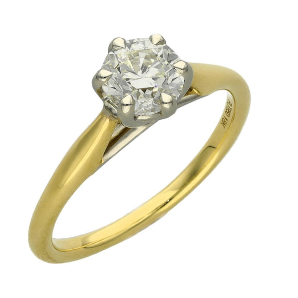 18ct Yellow Gold Certified Diamond Engagement Ring - 0.91ct