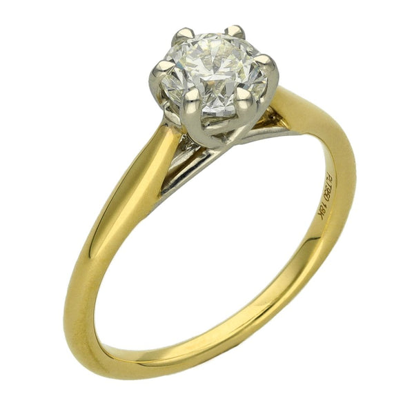 18ct Yellow Gold Certified Diamond Engagement Ring - 0.91ct
