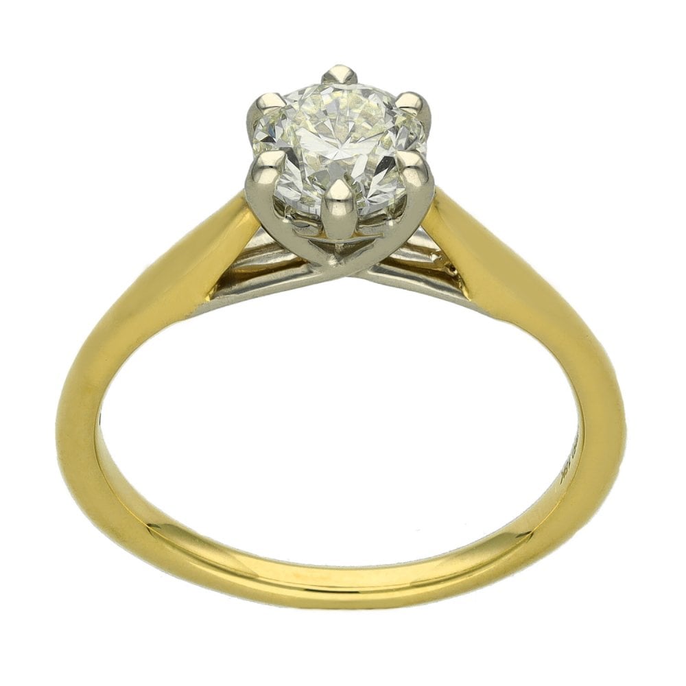 18ct Yellow Gold Certified Diamond Engagement Ring - 0.91ct