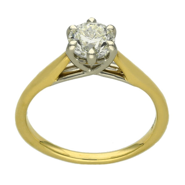 18ct Yellow Gold Certified Diamond Engagement Ring - 0.91ct