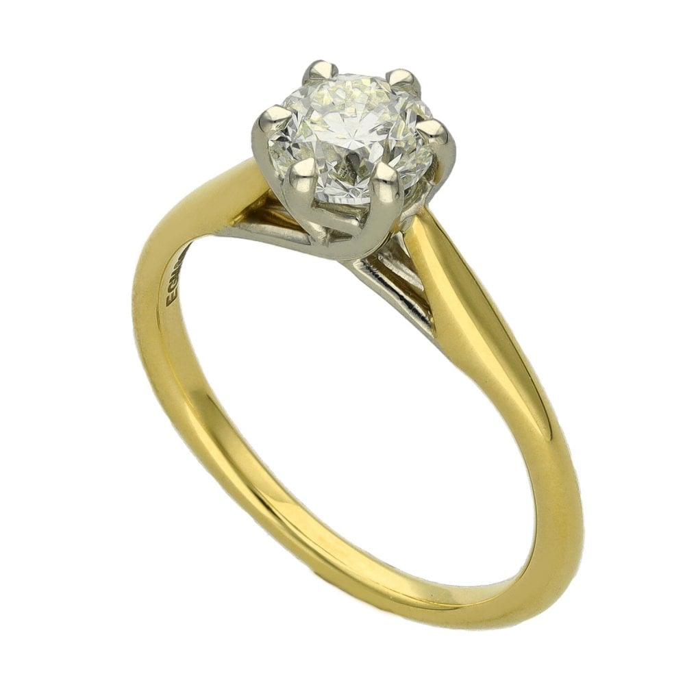 18ct Yellow Gold Certified Diamond Engagement Ring - 0.91ct