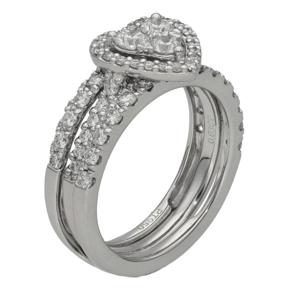 Ladies Platinum Diamond Heart Cluster Ring  - 1.23ct