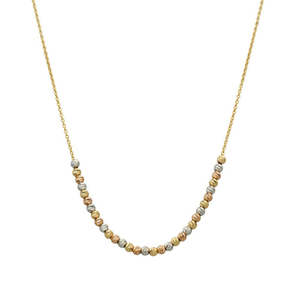 Ladies 9ct Multi Tone Gold Bead & Trace Necklace