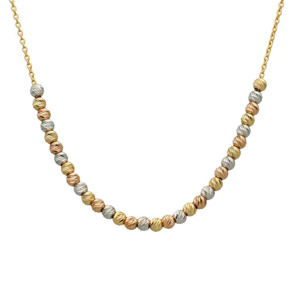 Ladies 9ct Multi Tone Gold Bead & Trace Necklace