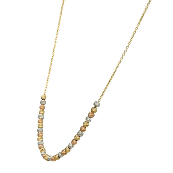 Ladies 9ct Multi Tone Gold Bead & Trace Necklace