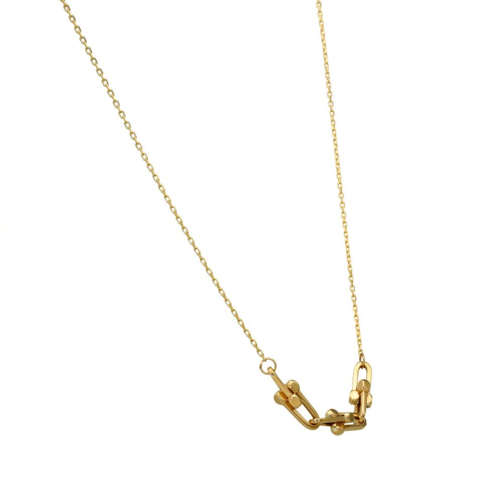 Ladies 9ct Yellow Gold Link & Trace Necklace - 18"