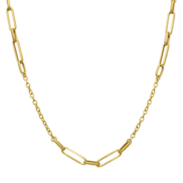 Ladies 9ct Yellow Gold Hollow Link & Trace Necklace - 18"